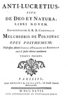 Polignac - Anti-Lucretius, sive de deo et natura - 1747 (prima edizione - con numerose incisioni) Polignac - Anti-Lucretius, sive de deo et natura - 1747 (prima edizione - con numerose incisioni)