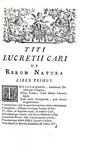 Titus Lucretius Carus - De rerum natura libri sex - Lutetiae Parisiorum 1754 (con 7 tavole) Titus Lucretius Carus - De rerum natura libri sex - Lutetiae Parisiorum 1754 (con 7 tavole)
