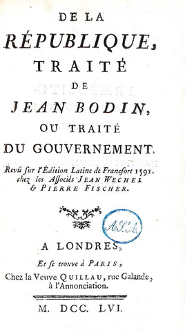 L'Escalopier - De la Republique de Jean Bodin ou trait� du gouvernement - 1756 (rara prima edizione) L'Escalopier - De la Republique de Jean Bodin ou trait� du gouvernement - 1756 (rara prima edizione)