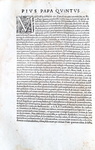 Pio V conferma alla Camera Apostolica il cardinale Alessandro Riario - Roma, Blado 1566 Pio V conferma alla Camera Apostolica il cardinale Alessandro Riario - Roma, Blado 1566