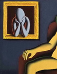 Mark Kostabi - Remote viewing - 2004 (olio su tela - con autentica diretta dell'artista su foto) Mark Kostabi - Remote viewing - 2004 (olio su tela - con autentica diretta dell'artista su foto)