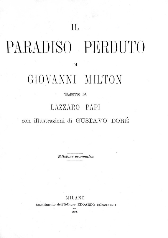 John Milton - Il paradiso perduto con illustrazioni di Gustavo Dor� - Milano 1881 (50 belle tavole)