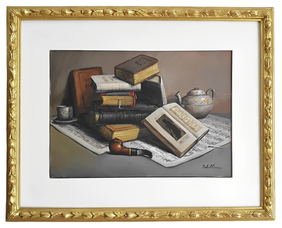Giacomo Tabellini - Natura morta con libri. Composizione - 1965 ca. (olio su tela) Giacomo Tabellini - Natura morta con libri. Composizione - 1965 ca. (olio su tela)