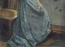 Eugenio Cabella - Giovane donna che legge. Studio sull'esempio di Giuseppe Sciuti (olio su tela) Eugenio Cabella - Giovane donna che legge. Studio sull'esempio di Giuseppe Sciuti (olio su tela)