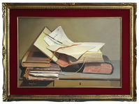 Marino Socci - Natura morta con vecchi libri - 1971 (olio su tela - con esposizione istituzionale)