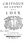 Montesquieu - Defense de l'Esprit des loix & La Roche - Critique - Geneve 1750 (raro - firma Necker) Montesquieu - Defense de l'Esprit des loix & La Roche - Critique - Geneve 1750 (raro - firma Necker)