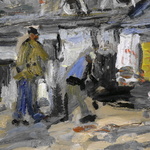 Giovanni Balansino - Lungo Senna a Parigi (Les Bouquinistes) - 1978 (olio su faesite)