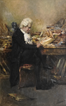 Temistocle Lamesi - Il libraio antiquario - circa 1910/20 (olio su tavola in acero)