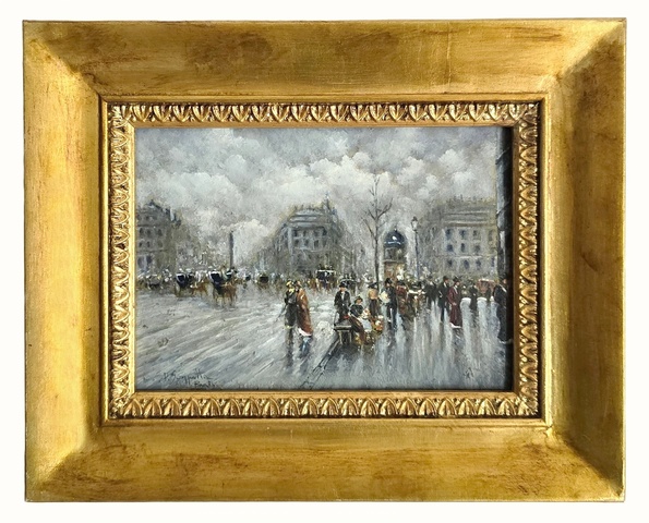 Pietro Scoppetta - Piazza a Parigi. L'edicola e la lettura del giornale - 1897/1903 (olio su tavola) Pietro Scoppetta - Piazza a Parigi. L'edicola e la lettura del giornale - 1897/1903 (olio su tavola)