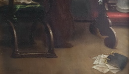 Jan Haverkamp - Monaco in biblioteca - fine del XIX secolo (1890 circa) - olio su prima tela Jan Haverkamp - Monaco in biblioteca - fine del XIX secolo (1890 circa) - olio su prima tela