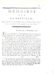 Simon Nicolas Linguet - Memoires sur la Bastille - Londres 1783 (prima edizione) Simon Nicolas Linguet - Memoires sur la Bastille - Londres 1783 (prima edizione)