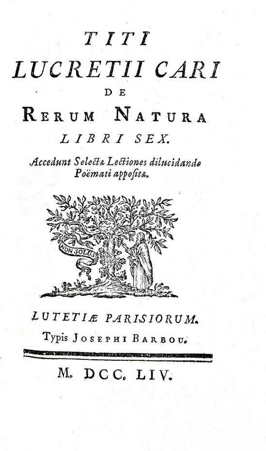 Lucretius - De rerum natura libri sex - Paris, typis Barbou 1754 (con numerose incisioni in rame) Lucretius - De rerum natura libri sex - Paris, typis Barbou 1754 (con numerose incisioni in rame)