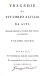 Alfieri - Tragedie - Parigi, Didot 1787/89 (edizione in parte originale - volume di scarto presente) Alfieri - Tragedie - Parigi, Didot 1787/89 (edizione in parte originale - volume di scarto presente)