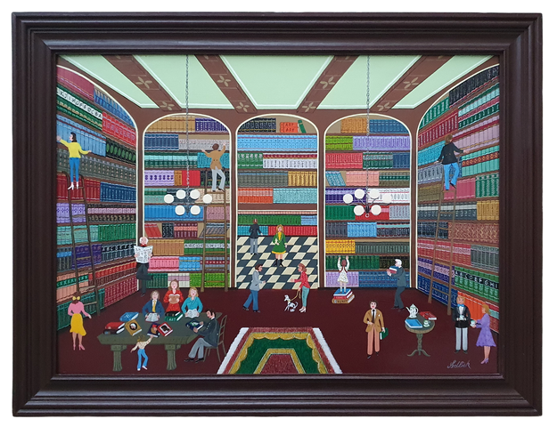 Heinz Sedlick - In der bibliothek - 1994 (acrilico su tavola) Heinz Sedlick - In der bibliothek - 1994 (acrilico su tavola)