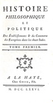Storia coloniale delle Due Indie: Raynal - Histoire des Deux Indes - 1776 (con 15 belle tavole)