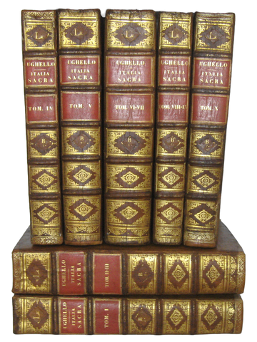 Ferdinando Ughelli -Italia sacra sive de episcopis Italiae - 1717/22 (legatura nobiliare - figurato) Ferdinando Ughelli -Italia sacra sive de episcopis Italiae - 1717/22 (legatura nobiliare - figurato)