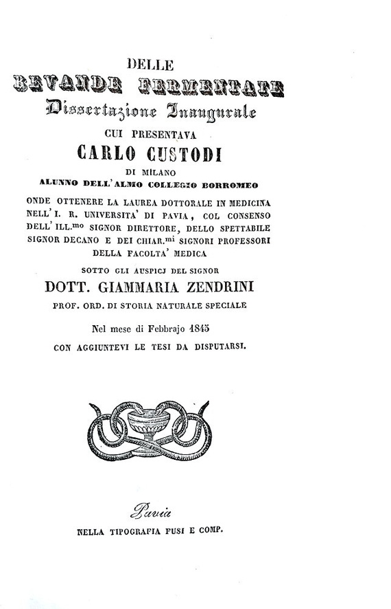 Vino e birra nell'Ottocento: Carlo Custodi - Le bevande fermentate - 1845 (rarissima prima edizione) Vino e birra nell'Ottocento: Carlo Custodi - Le bevande fermentate - 1845 (rarissima prima edizione)