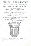 Piena relazione della battaglia di Arras tra Francia e Spagna - 1654 (rarissima prima edizione) Piena relazione della battaglia di Arras tra Francia e Spagna - 1654 (rarissima prima edizione)