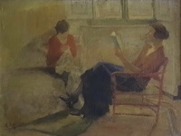 Ermenegildo Agazzi - La lettrice - fine del XIX secolo (1890 circa) - olio su tela Ermenegildo Agazzi - La lettrice - fine del XIX secolo (1890 circa) - olio su tela