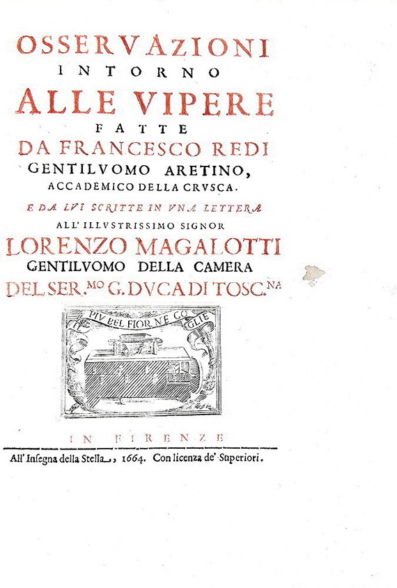 Francesco Redi - Osservazioni intorno alle vipere - 1664 (prima edizione nella variante pi� rara) Francesco Redi - Osservazioni intorno alle vipere - 1664 (prima edizione nella variante pi� rara)
