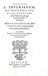 Il diritto feudale nel Cinquecento: Camerarius - Repetitio de prohibita feudi alienatione - 1566
