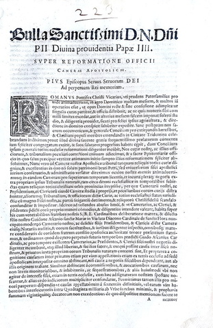 Bolla di papa Pio IV sulla Camera Apostolica - Roma, Blado 1562 Bolla di papa Pio IV sulla Camera Apostolica - Roma, Blado 1562