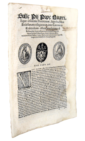 Bolla di Pio IV che disciplina i sacramenti e le competenze clericali - Roma, Blado 1562 Bolla di Pio IV che disciplina i sacramenti e le competenze clericali - Roma, Blado 1562