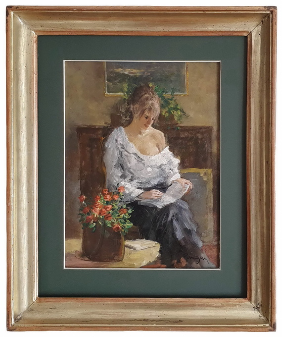 Aldo Parmigiani - Lettura - 1995 (olio su tavola lignea) Aldo Parmigiani - Lettura - 1995 (olio su tavola lignea)