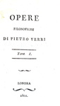 L'Illuminismo a Milano: Pietro Verri - Opere filosofiche ed economiche - Londra 1801 L'Illuminismo a Milano: Pietro Verri - Opere filosofiche ed economiche - Londra 1801