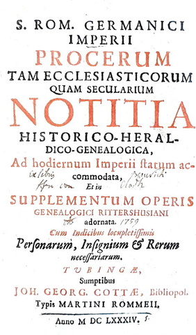 Imhof - Notitia historico genealogica S. Rom. Germanici Imperii - 1684 (rara prima edizione) Imhof - Notitia historico genealogica S. Rom. Germanici Imperii - 1684 (rara prima edizione)