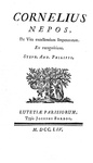 Cornelio Nepote - De vita excellentium imperatorum - Paris, Barbou 1754 (bella legatura - figurato) Cornelio Nepote - De vita excellentium imperatorum - Paris, Barbou 1754 (bella legatura - figurato)