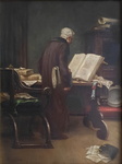 Jan Haverkamp - Monaco in biblioteca - fine del XIX secolo (1890 circa) - olio su prima tela Jan Haverkamp - Monaco in biblioteca - fine del XIX secolo (1890 circa) - olio su prima tela
