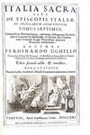 Ferdinando Ughelli -Italia sacra sive de episcopis Italiae - 1717/22 (legatura nobiliare - figurato)