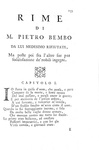 Pietro Bembo - Rime corrette, illustrate e accresciute - Bergamo, Pietro Lancellotti, 1745