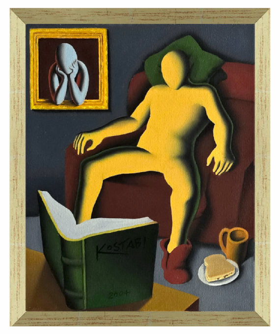 Mark Kostabi - Remote viewing - 2004 (olio su tela - con autentica diretta dell'artista su foto) Mark Kostabi - Remote viewing - 2004 (olio su tela - con autentica diretta dell'artista su foto)
