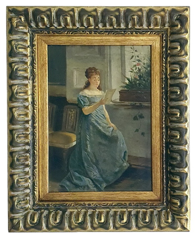 Eugenio Cabella - Giovane donna che legge. Studio sull'esempio di Giuseppe Sciuti (olio su tela) Eugenio Cabella - Giovane donna che legge. Studio sull'esempio di Giuseppe Sciuti (olio su tela)