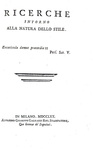 Cesare Beccaria - Ricerche intorno alla natura dello stile - Milano 1770 (rara prima edizione) Cesare Beccaria - Ricerche intorno alla natura dello stile - Milano 1770 (rara prima edizione)