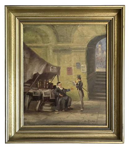 Anton von Rotzlatz - Il libraio e il bibliofilo. La trattativa - 1880 circa (olio su tavola lignea) Anton von Rotzlatz - Il libraio e il bibliofilo. La trattativa - 1880 circa (olio su tavola lignea)