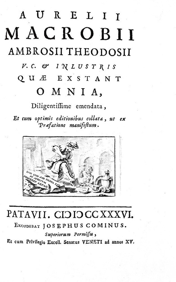 L'astronomia nell'antica Roma: Macrobio - Opera omnia - Padova, Comino 1736 (con 5 belle xilografie)