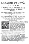 Stemmi e insegne nobiliari: Giulio Cesare de Beatiano - L'Araldo veneto - 1680 (rara prima edizione)