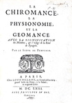 Peruchio - La chiromance, la physionomie et la geomance - Paris 1663 (decine di belle illustrazioni) Peruchio - La chiromance, la physionomie et la geomance - Paris 1663 (decine di belle illustrazioni)