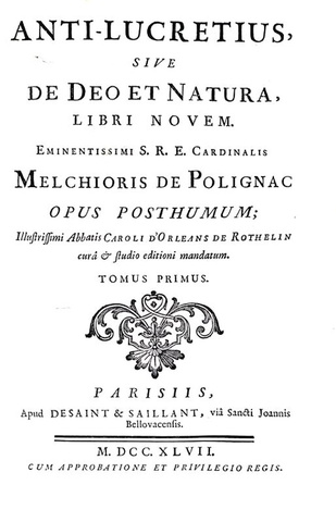 Polignac - Anti-Lucretius, sive de deo et natura - 1747 (prima edizione - con numerose incisioni) Polignac - Anti-Lucretius, sive de deo et natura - 1747 (prima edizione - con numerose incisioni)