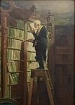 Carlo Spitzweg (after) - Der B�cherwurm (Il topo da biblioteca) - fine XIX secolo (olio su tavola)