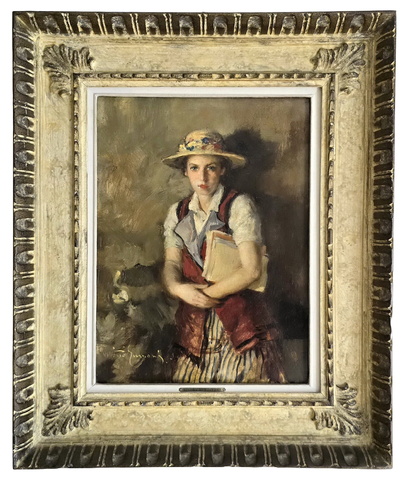 Vittorio Gussoni - La studentessa - anni Venti/Trenta del XX secolo (olio su tavola lignea) Vittorio Gussoni - La studentessa - anni Venti/Trenta del XX secolo (olio su tavola lignea)