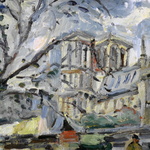 Giovanni Balansino - Lungo Senna a Parigi (Les Bouquinistes) - 1978 (olio su faesite)