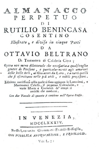 Un classico di astrologia: Rutilio Benincasa - Almanacco perpetuo - 1784 (con decine di xilografie) Un classico di astrologia: Rutilio Benincasa - Almanacco perpetuo - 1784 (con decine di xilografie)