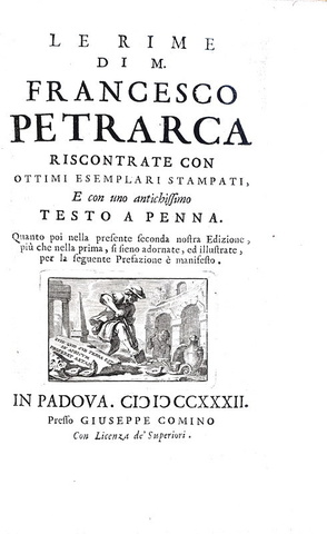 Francesco Petrarca - Le rime (canzoni, sonetti e trionfi) - Padova, Comino 1732 (ottimo esemplare) Francesco Petrarca - Le rime (canzoni, sonetti e trionfi) - Padova, Comino 1732 (ottimo esemplare)