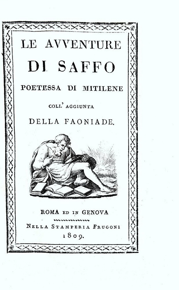 Alessandro Verri - Le avventure di Saffo, poetessa di Metilene - Roma 1809 (su carta azzurrina) Alessandro Verri - Le avventure di Saffo, poetessa di Metilene - Roma 1809 (su carta azzurrina)