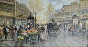 Carlo Brancaccio - Un boulevard a Parigi con le sue edicole - fine del XIX secolo (olio su tavola) Carlo Brancaccio - Un boulevard a Parigi con le sue edicole - fine del XIX secolo (olio su tavola)