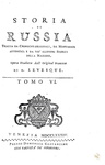 Levesque - Storia di Russia tratta da croniche originali - Venezia 1784 (prima edizione italiana)